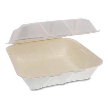 Pactiv Evergreen Earthchoice Bagasse Hinged Lid Container, Dual Tab Lock Large Container, 9 X 9 X 3.5, Natural, 150-carton freeshipping - TVN Wholesale